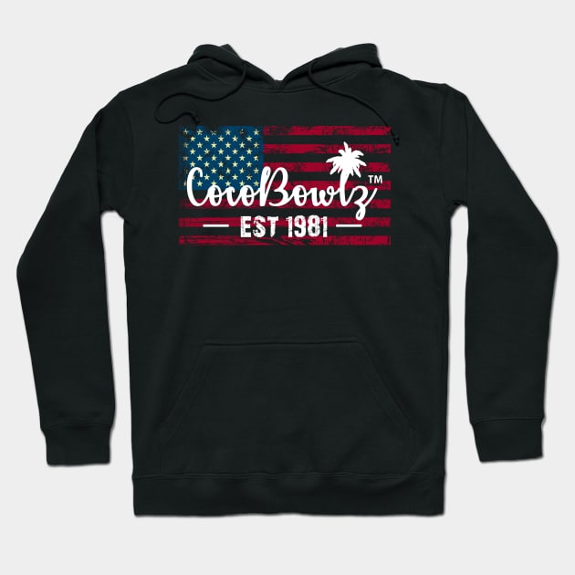 CocoBowlz Est 1981 American Flag Tee Shirt Hoodie by QrkyTees